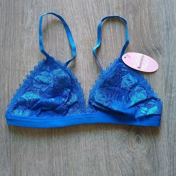 Lace Triangle Bralette Blue - Picture 2 of 5